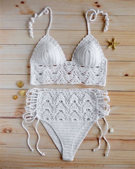 High Waist Crochet Swimsuit Lace High Waisted Crochet Bikini | Etsy