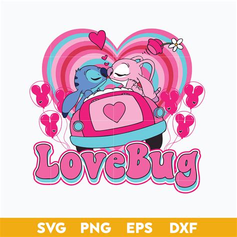 Love Bug SVG, Stitch And Angel Valentine SVG, Disney Valenti | Inspire
