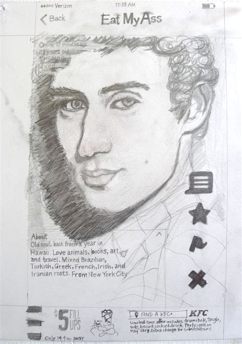 Sazam | Eat My Ass – Grindr Series, pencil on paper