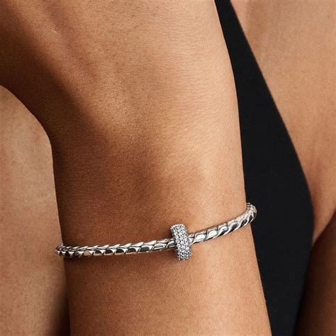 pandora moments pave clip charm  silver