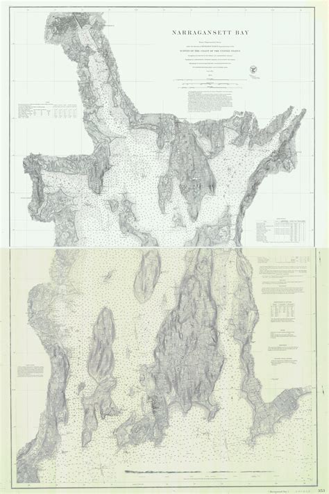 Narragansett Bay 1873 - Old Map Nautical Chart AC Harbors 353 - Rhode