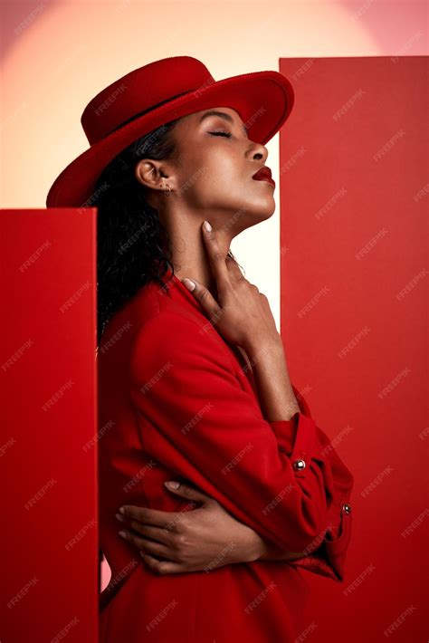 fashion model  black woman  studio  creative clothes  posing