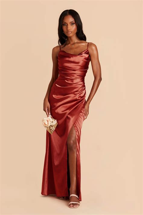 Lydia Spice Cowl Neck Satin Bridesmaid Dress | Birdy Grey