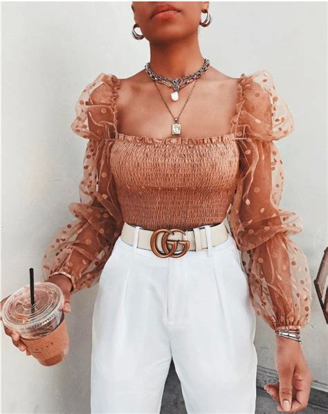 Women Mesh Sheer Blouse Chiffon See-through Long Sleeve Top Shirt - Etsy