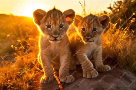 Leao Com Filhote - Vista de filhotes de leão na natureza | Foto Grátis