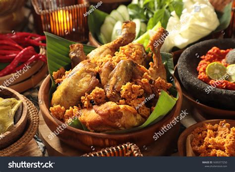 ayam goreng traditional indonesianstyled fried chicken stock photo
