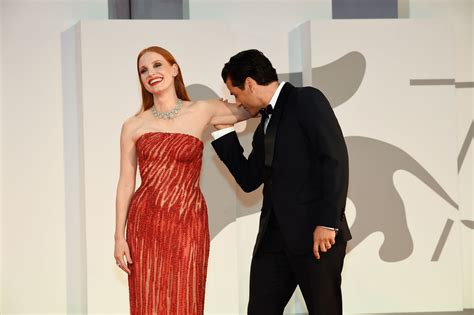 Jessica Chastain Reacts to Oscar Isaac Kissing Her Arm at the Venice