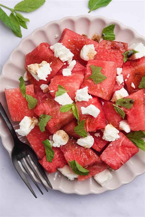 Watermelon Feta Salad with Mint and Balsamic - Real Greek Recipes