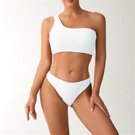 Xdegoge Women's Bikini Sets One Shoulder Two Piece Bathing Suits