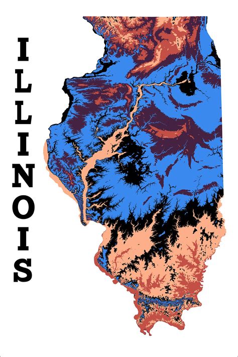Illinois Topography Every 100 Feet, Artistic Interpretation, 5