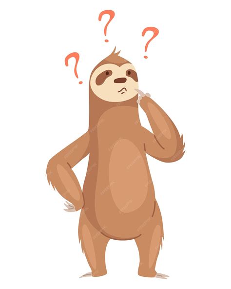 Premium Vector | Sloth character with questions cute cartoon slothbear