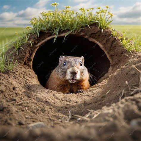 Premium AI Image | GroundhogDay Coming out of a hole in the Groundhog
