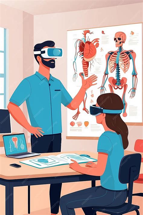 Design a vector graphic of a teacher guiding students through a virtual