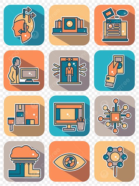 artificial intelligence technology icon set technology icons