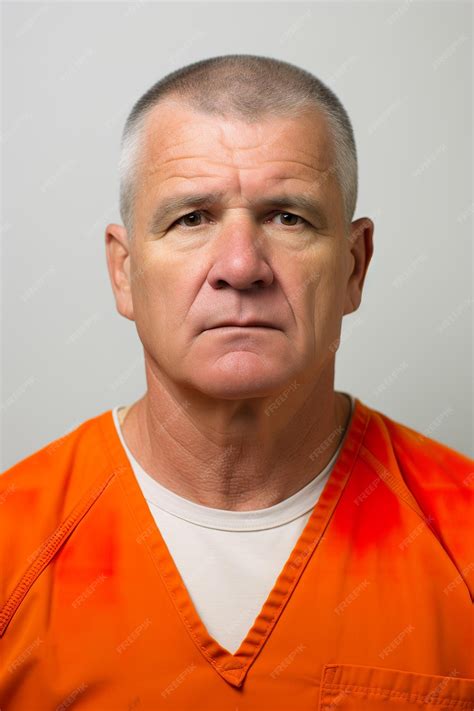 Premium Photo | Prison mugshot of middle aged man in orange jumpsuit