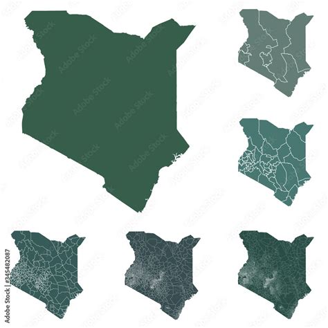 Kenya map outline administrative regions vector template for ...