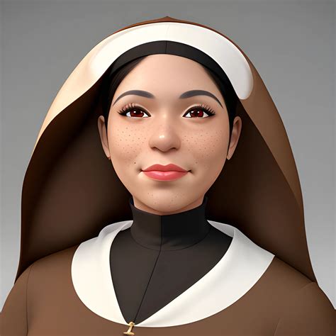Masterpiece, portrait, 3D, adult Hispanic female, nun outfit, br