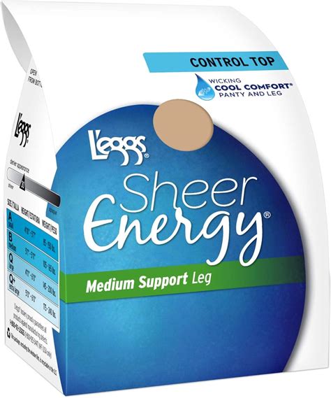 Leggs Womens Sheer Energy Control Top, Reinforced Toe Pantyhose 6-Pack