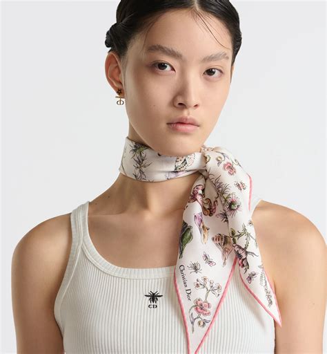 Dior Cabinet de Curiosités Dior Diamond Ivory and Pink Multicolor Silk