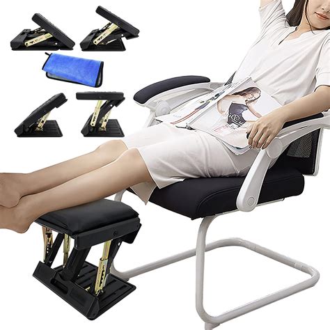 Adjustable Office Footrest with 4 Height Levels, Under-Desk Foot Rest