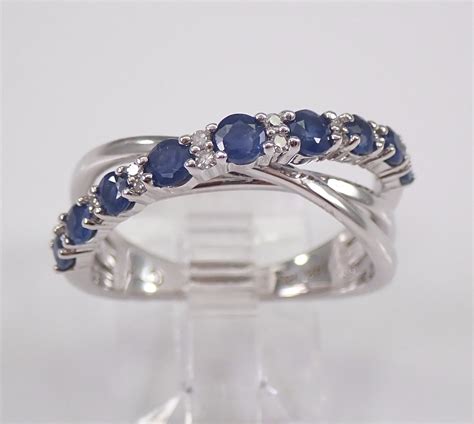 Sapphire and Diamond Ring, 14K White Gold Sapphire Anniversary Band
