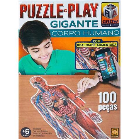 Quebra Cabeça 100 Pecas Adulto - Quebra-cabeça 100 Peças Play Gigante - Corpo Humano Grow - GROW JOGOS ...