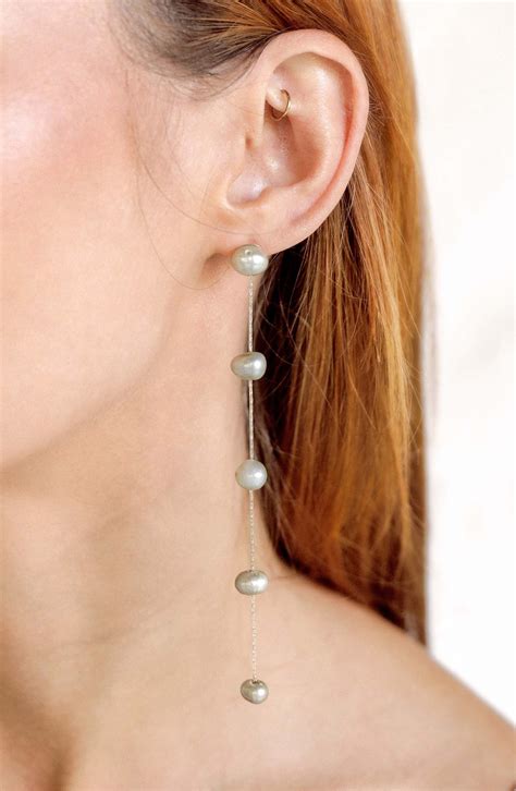 Ettika Dripping Freshwater Pearl Linear Drop Earrings | Nordstrom