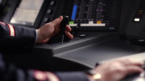 train driver push throttle handle  panel  cab stock footage
