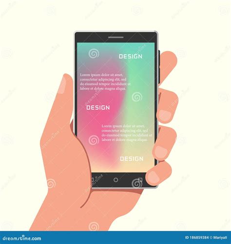 Hand Holding Phone with Gradient Mesh Wallpapers. Vector Illustration ...
