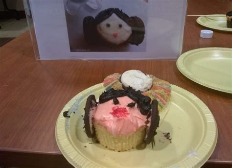 My attempt at a Princess Leia cupcake : r/oddlyterrifying