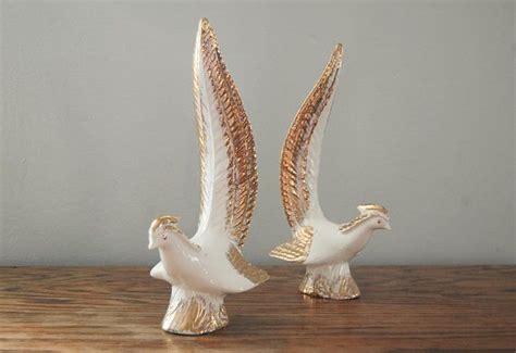 Vintage Ceramic Bird Figurines - White Birds - Bookshelf Mantle Decor ...