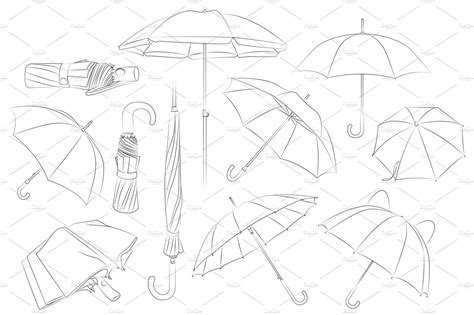 Hand drawn umbrellas set. in 2020 | How to draw hands, Umbrella ...