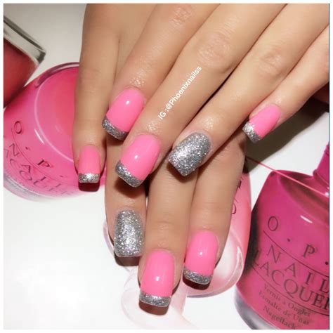 glitter french tip on pink "float on " by Chinaglaze | Glitter french ...