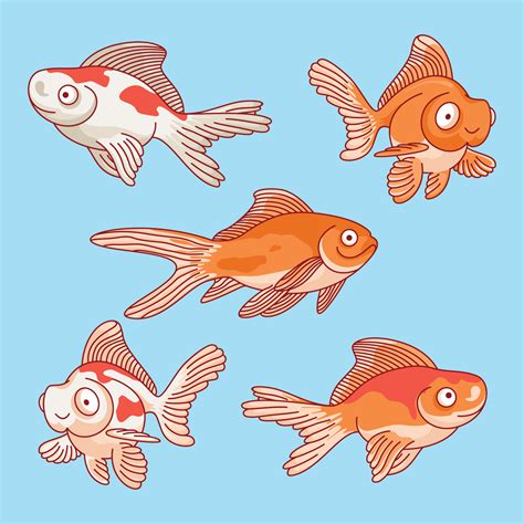 Cute goldfish cartoon set illustration 10054829 Vector Art at Vecteezy
