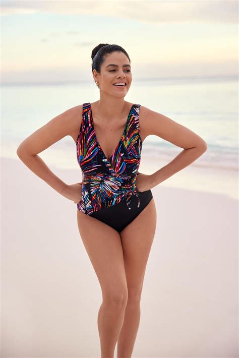Longitude Shirred Faux Tie Surplice Long Torso One Piece Swimsuit