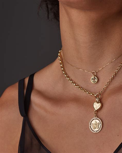 yellow gold reverie mixed chain extension necklace medallion