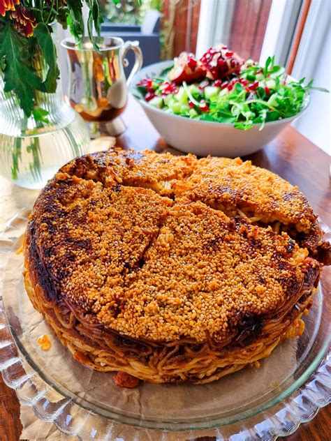 persian macaroni  beef  sesame tahdig peanutswirls