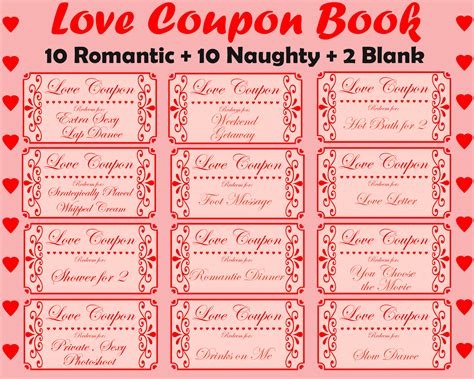 Love Coupon Book, Printable Love Coupons, Romantic Coupon Book