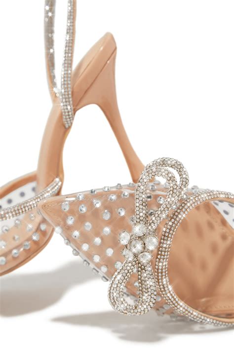 Miss Lola | Elina Nude Embellished Ankle Strap Pumps – MISS LOLA