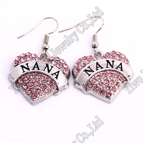 NANA Earrings Crystal Adorned Heart Shaped Pendant French Hook Earrings ...