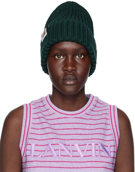 Lanvin Green Ribbed Beanie Lanvin