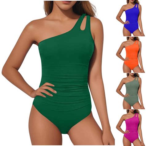 XUNKUSGA Womens Swimsuits One Piece Fashion Asymmetric One Shoulder