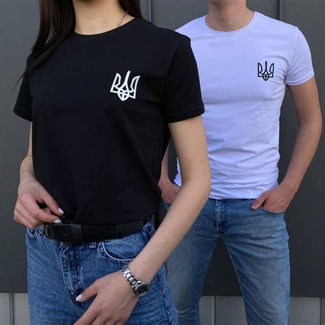 Парні Патріотичні Футболки З Тризубом XS-S-M-L-XL-XXL (біла Та Чорна ...