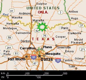 Map of Dallas Texas and Sherman TX