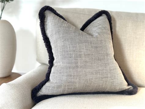 Grey Textured Cushion Cover with Fringe | Handmade to Order – The Cosy