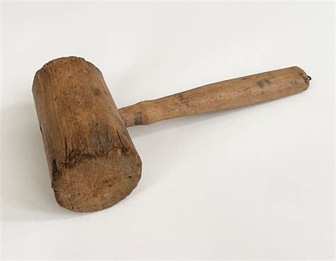 Primitive Wooden Mallet Hammer Vintage Hand Carved Wood Rustic Kitchen ...