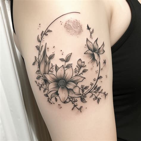 59 Moon Flower Tattoo Ideas - TattooClue.com