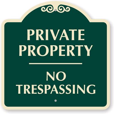 Designer Private Property No Trespassing Sign, Square, SKU: K-4944