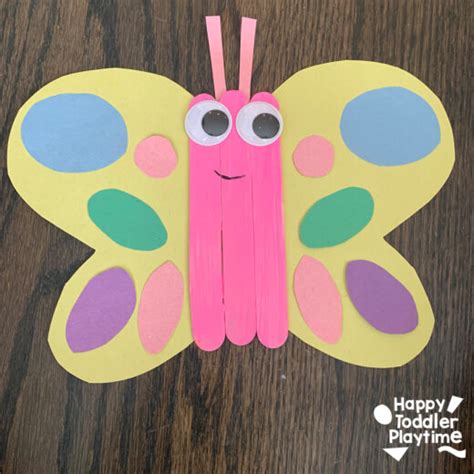 Popsicle Stick Butterfly Craft - Happy Toddler Playtime