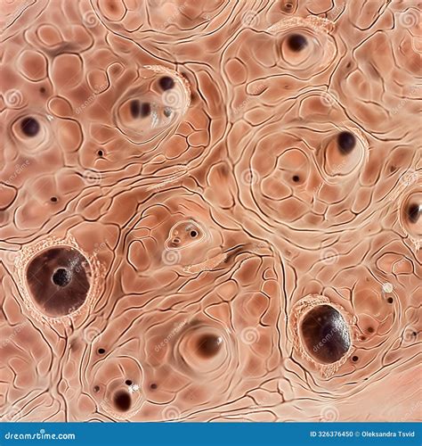 human skin cells   microscope stock photo image  microbiology